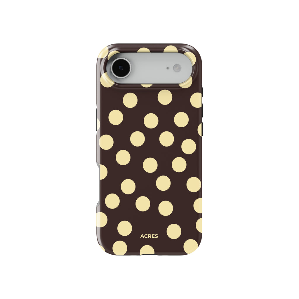 Brown&Yellow Polka Baskılı Telefon Kılıfı