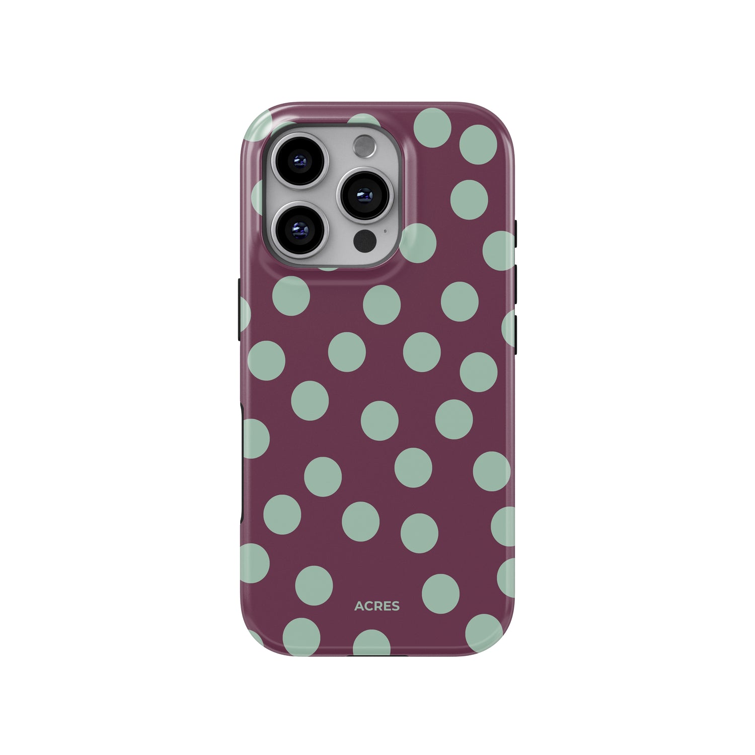 Mint&Burgundy Polka Baskılı Telefon Kılıfı