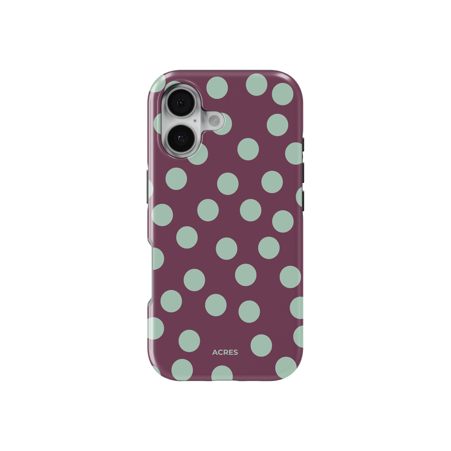 Mint&Burgundy Polka Baskılı Telefon Kılıfı