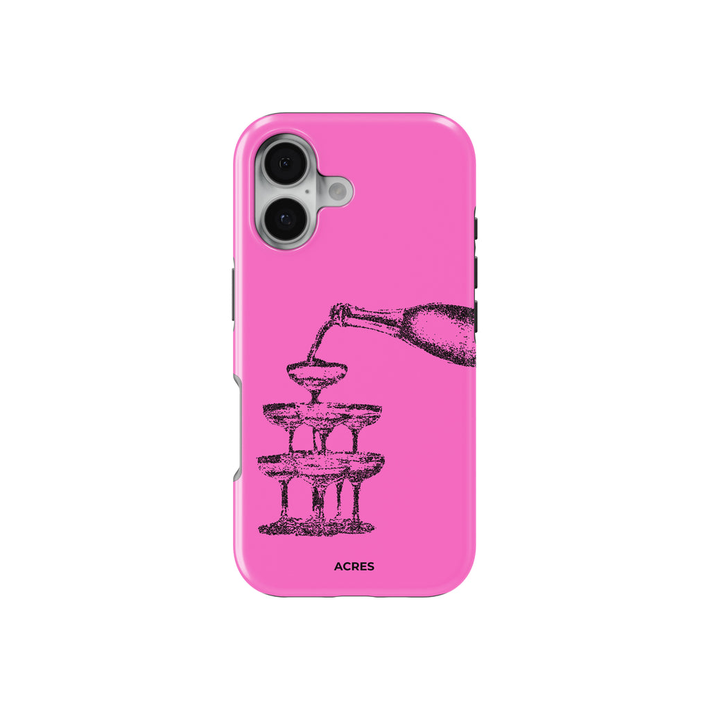 Champagnes Pembe Baskılı Telefon Kılıfı