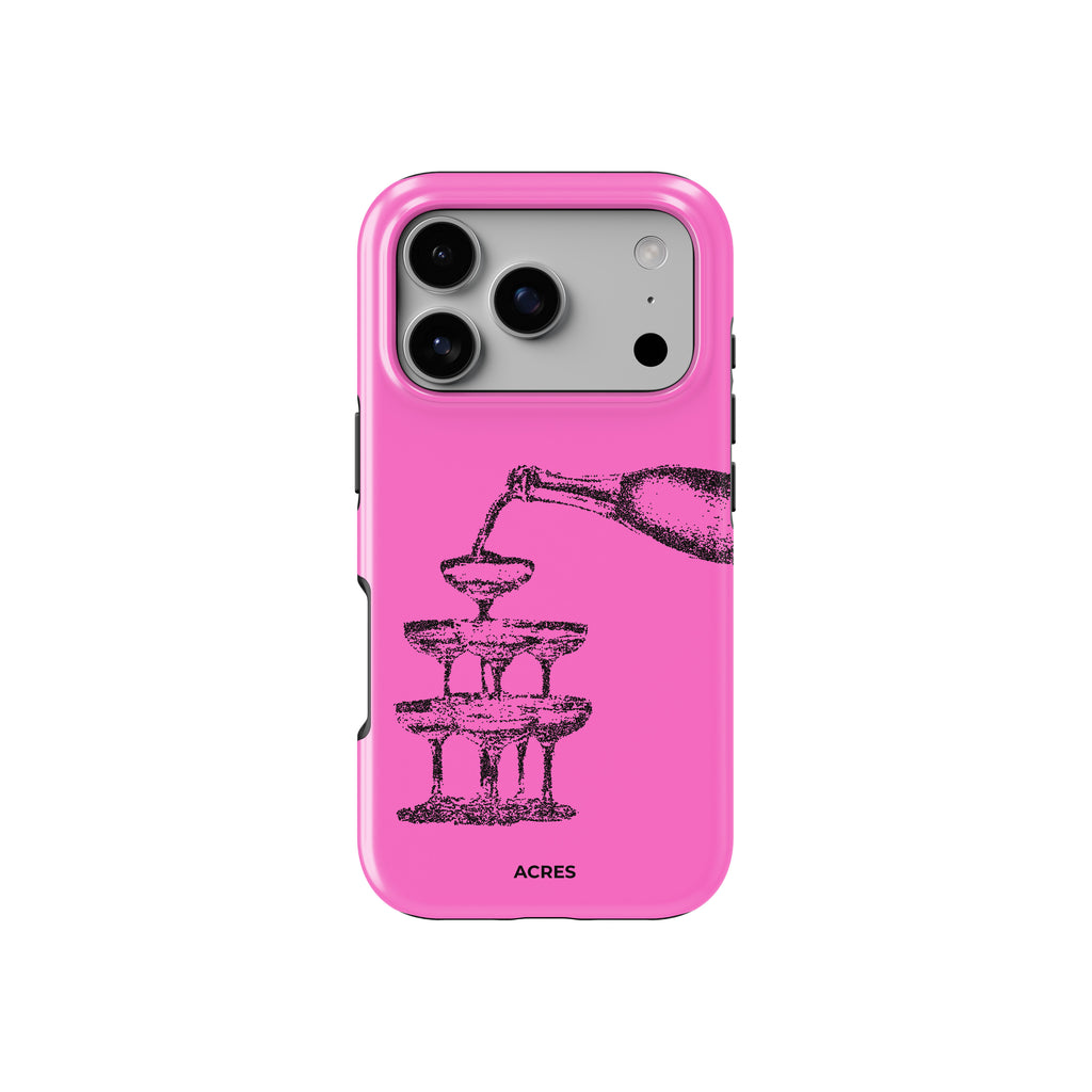 Champagnes Pembe Baskılı Telefon Kılıfı