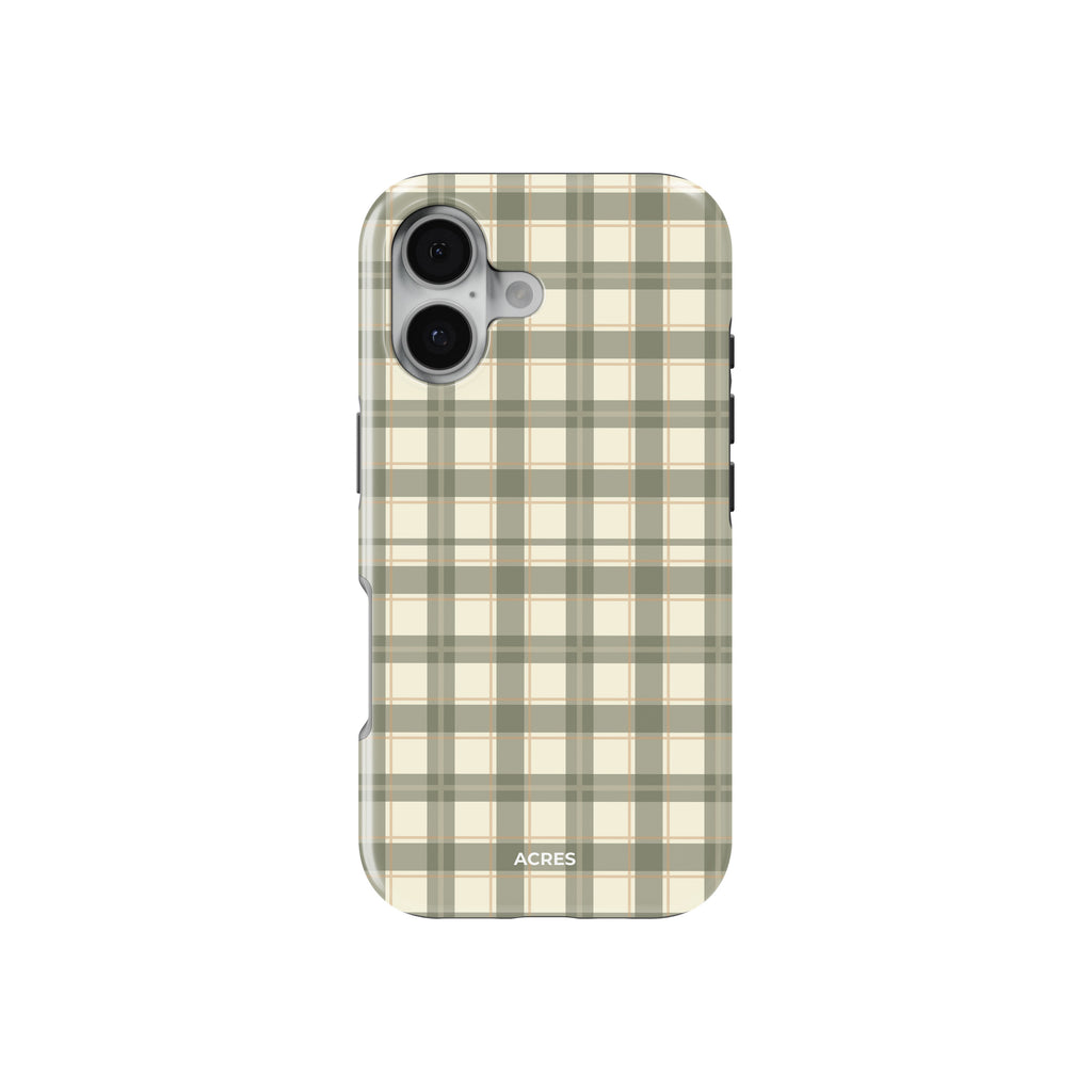 Cream&Olive Checkers Baskılı Telefon Kılıfı