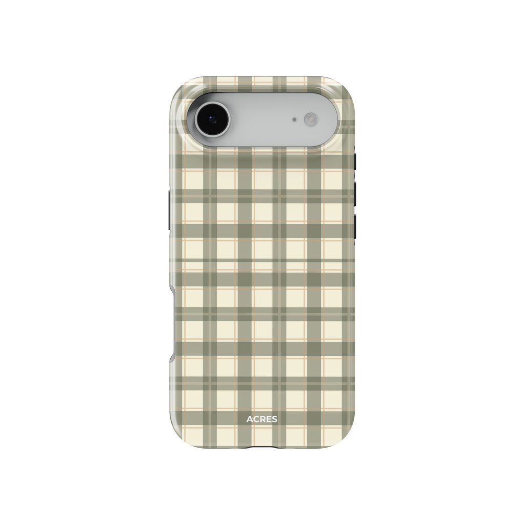 Cream&Olive Checkers Baskılı Telefon Kılıfı