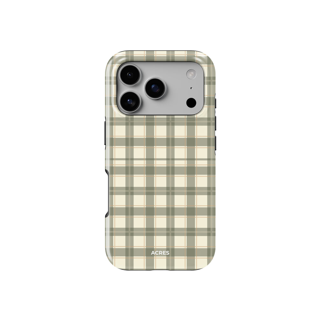 Cream&Olive Checkers Baskılı Telefon Kılıfı