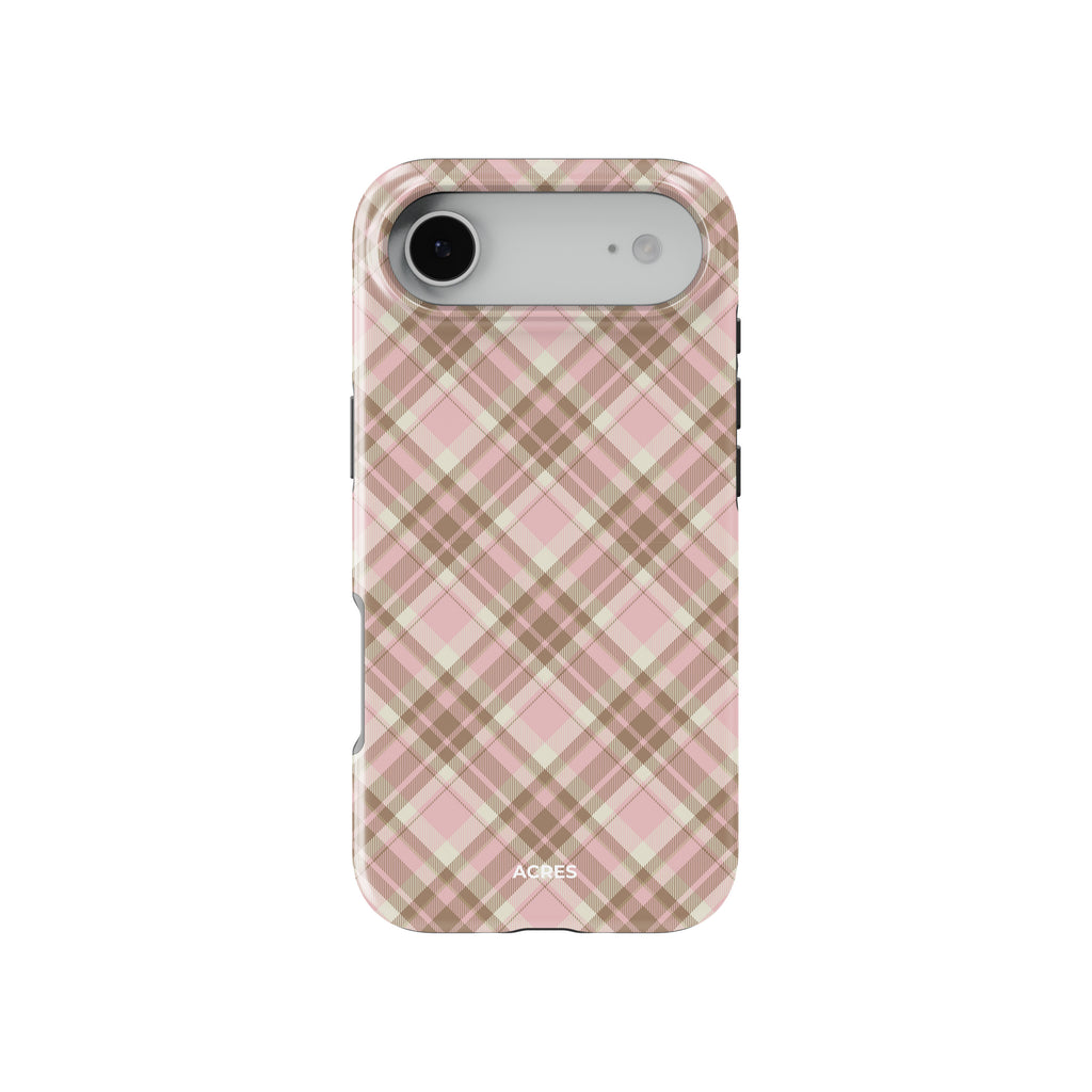 Soft Pink&Brown Checkers Baskılı Telefon Kılıfı