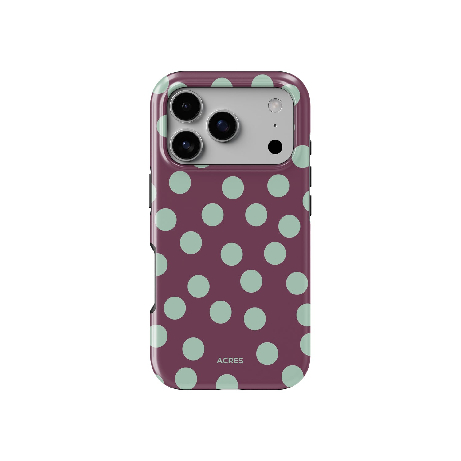 Mint&Burgundy Polka Baskılı Telefon Kılıfı