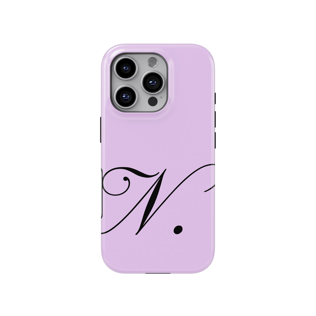 N Lavender Initial Baskılı Telefon Kılıfı