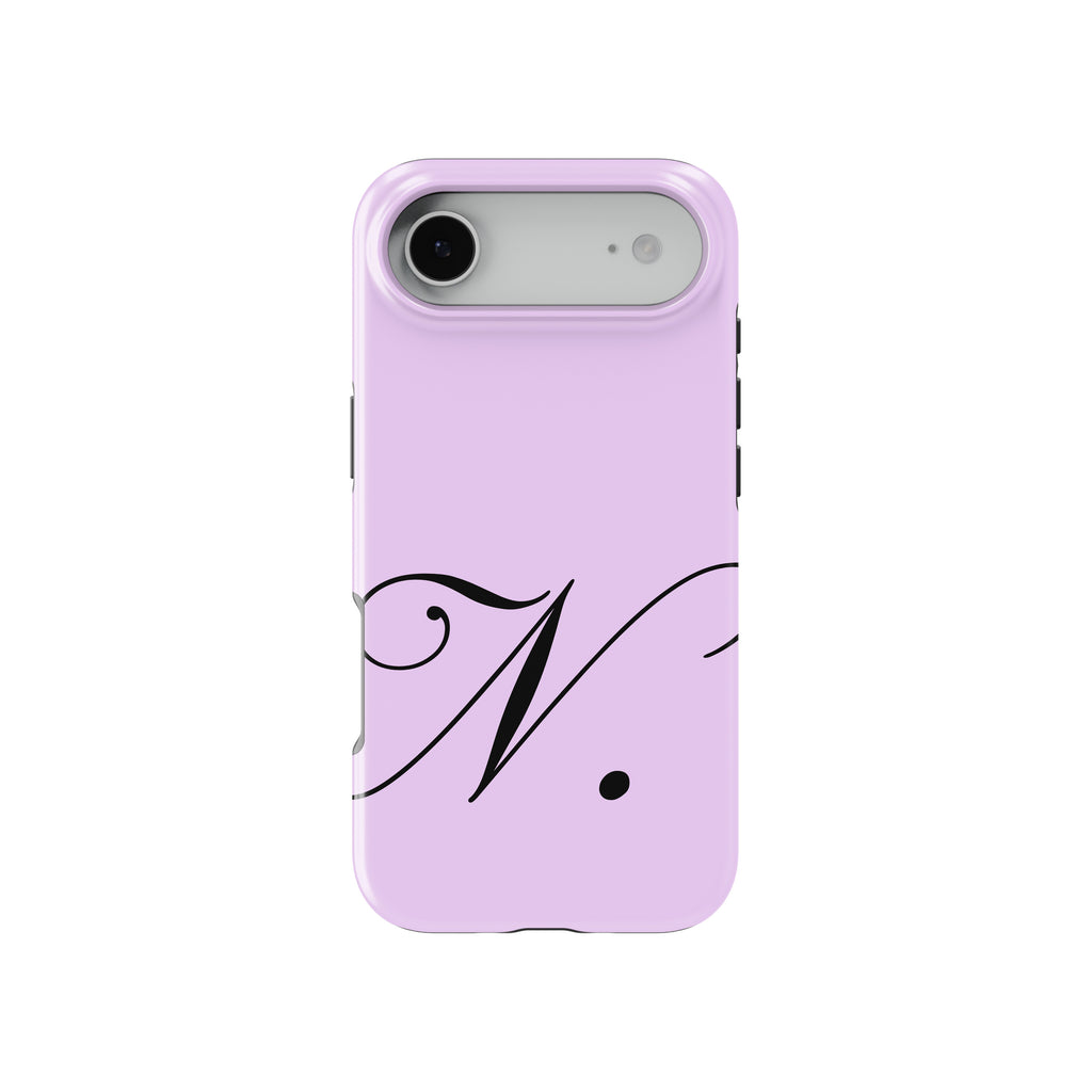 N Lavender Initial Baskılı Telefon Kılıfı