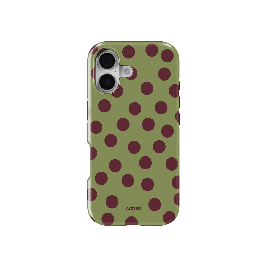 Olive Polka Baskılı Telefon Kılıfı