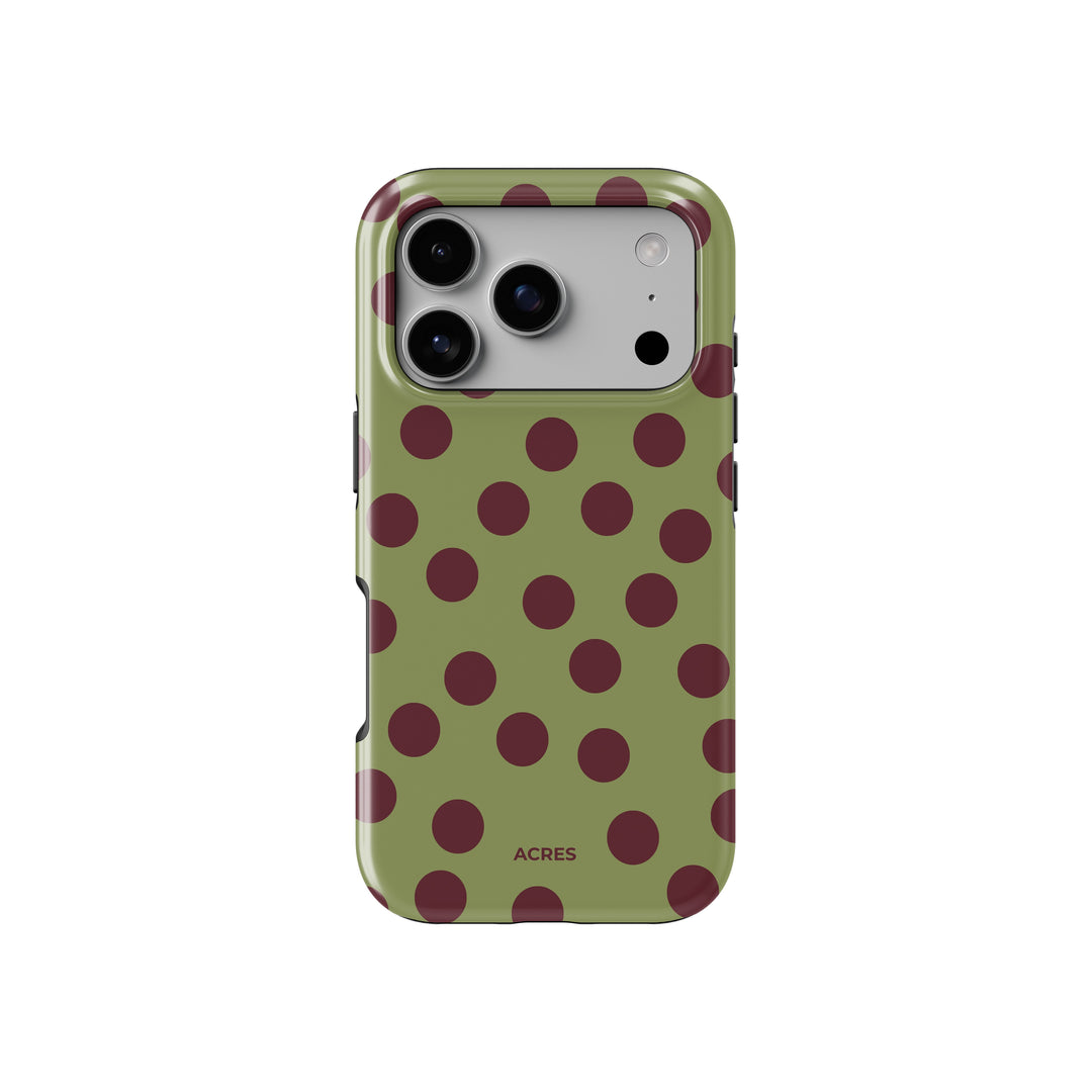 Olive Polka Baskılı Telefon Kılıfı