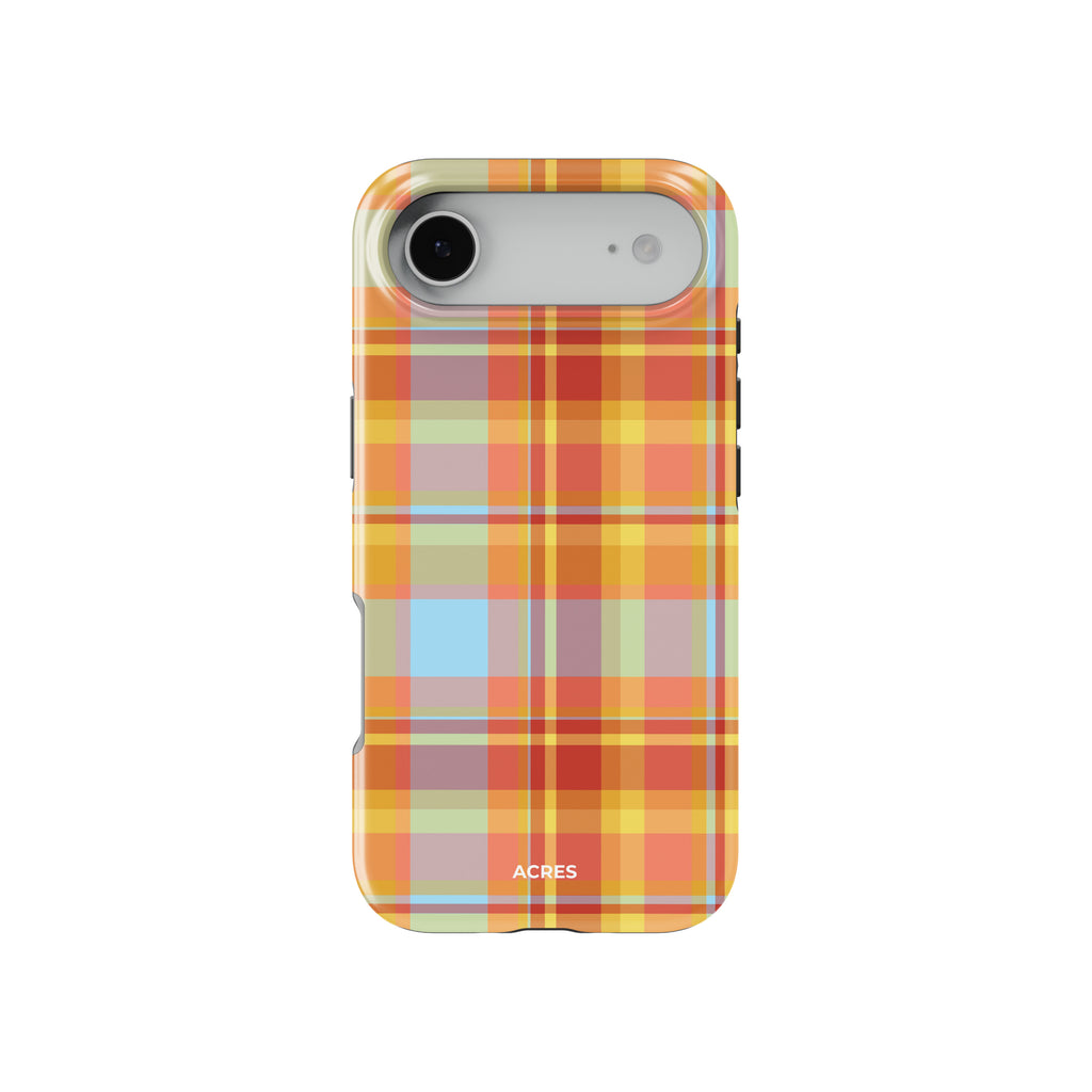 Orange Multi Checkers Baskılı Telefon Kılıfı
