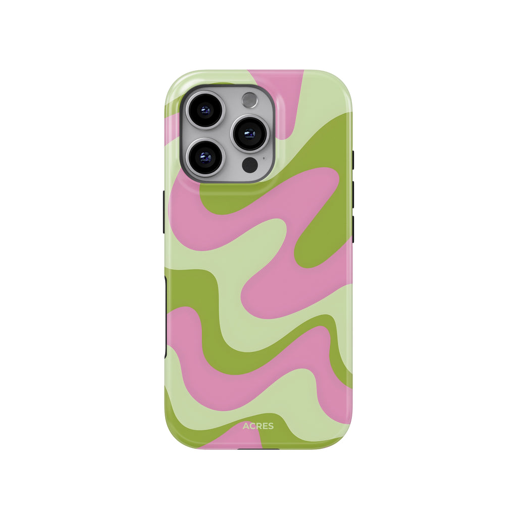Pink&Green Swirls Baskılı Telefon Kılıfı