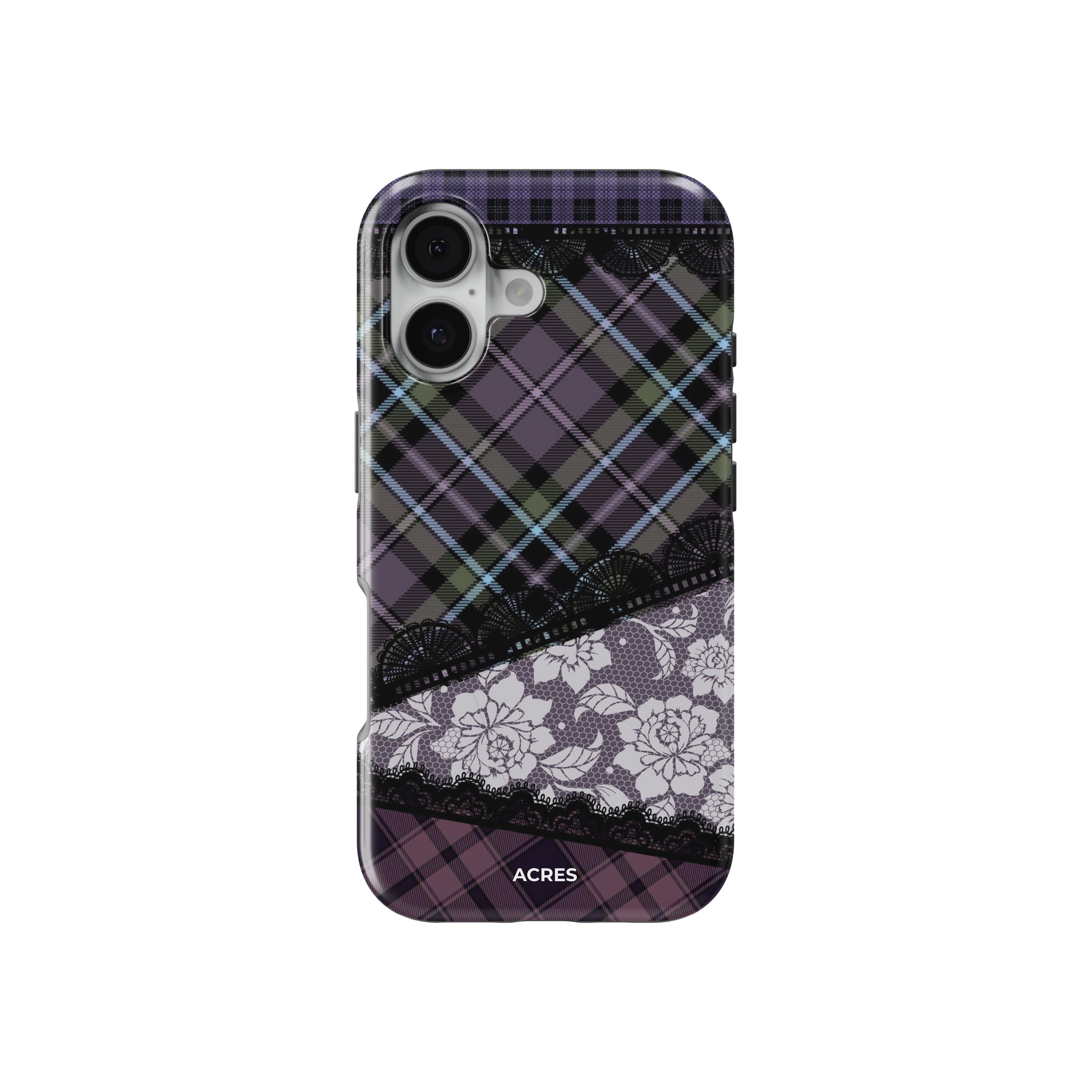 Purple Lace Checkers Baskılı Telefon Kılıfı