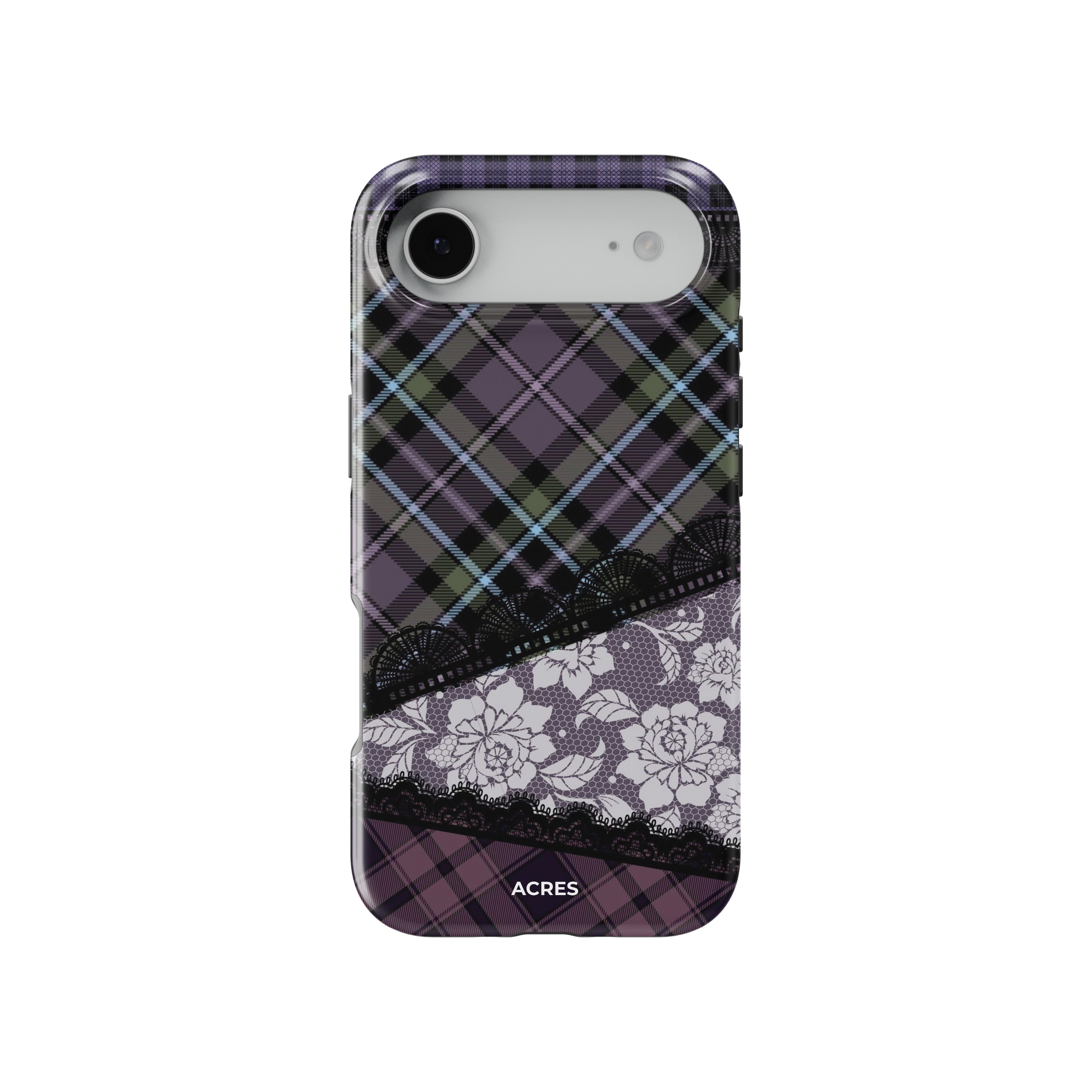 Purple Lace Checkers Baskılı Telefon Kılıfı
