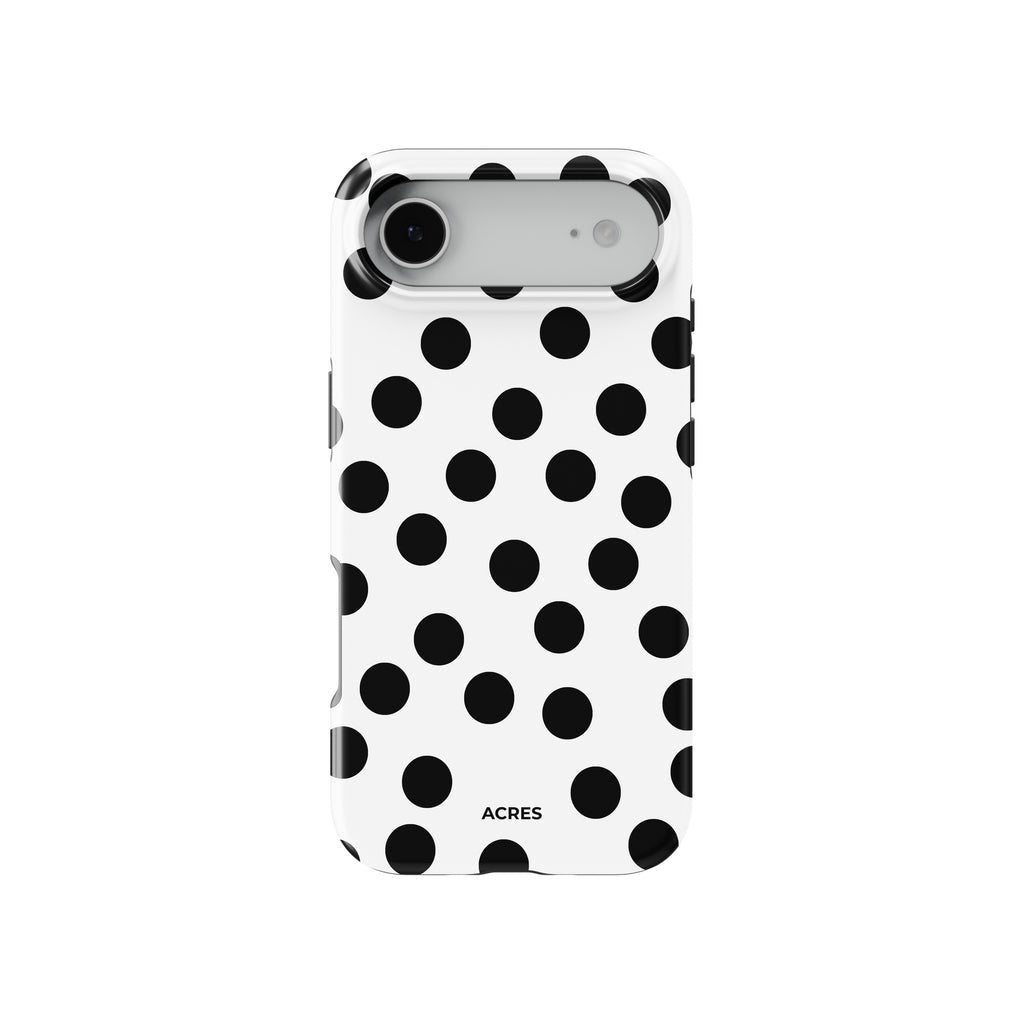 White&Black Polka Baskılı Telefon Kılıfı